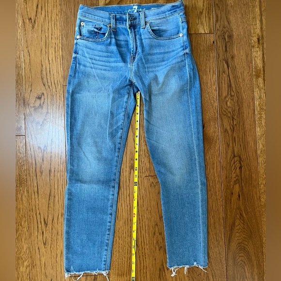 7 For All Mankind Roxanne Ankle Raw Hem Women's Blue Jeans - Picture 5 of 8